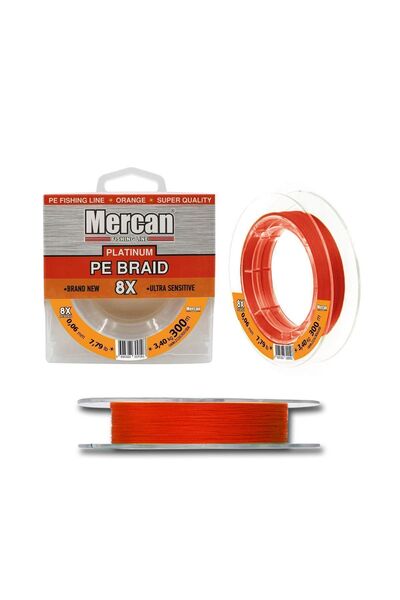 Mercan Pe Örgü Platinum X8 Turuncu İp 300m Misina