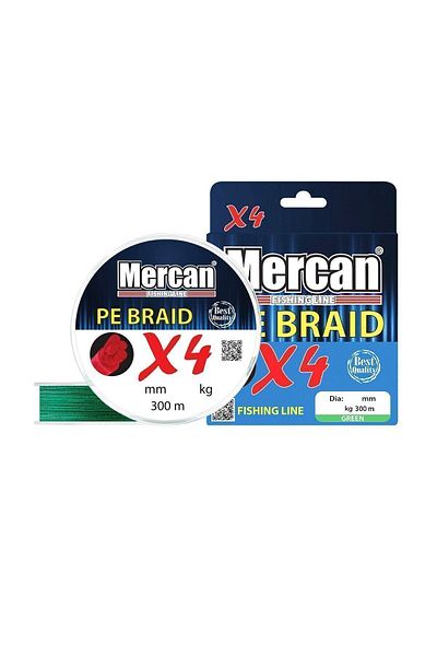 MERCAN MİSİNA Mercan Pe Knit Premium 4x Snur 300 M Linie verde