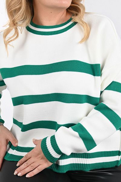 Koza Butik Pulover de tricotaj cu dungi cu gât crew - 4301-24-007