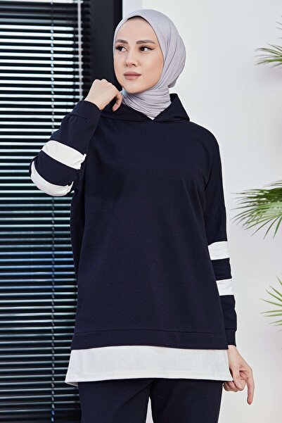 TOFİSA Темно-синя жіноча туніка-штани Duz Capson Collar 3024