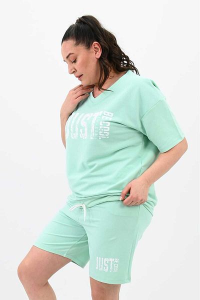Koza Butik Plus Size Women's Shorts Set - Printed, 8087-24