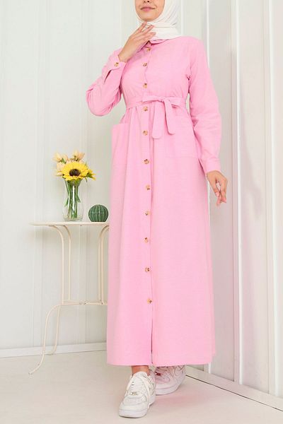 TOFİSA Rosa, schlichtes Damenkleid mit Hemdkragen - 11425