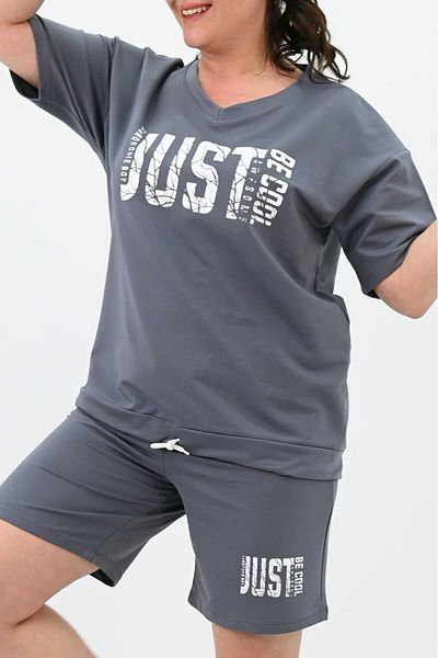 Koza Butik Plus Size Women's Shorts Set - Printed, 8087-24