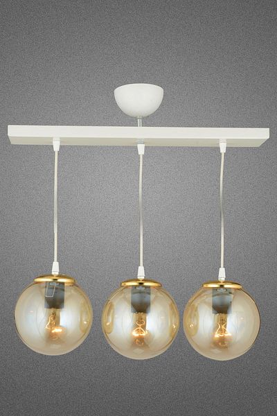 SONSUZ AYDINLATMA&AVİZE Queen Row White 3-Piece Honey Globe Glass Pendant Lamp Luxury Chandelier