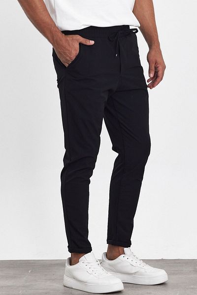 MADZEYMODA New Season Ανδρικό Black Jogger - Boyfriend Mold, Double Leg, Colombia Fabric Mz23069