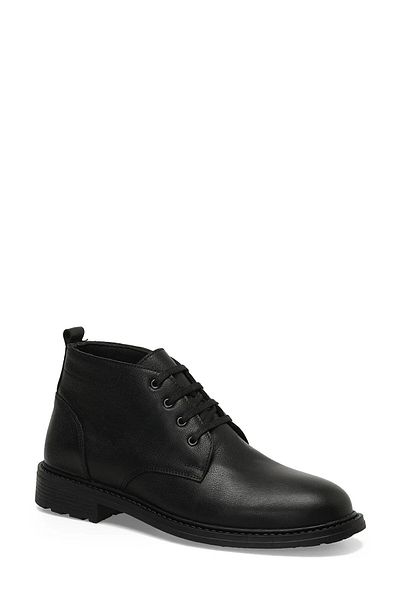 Polaris 107077   Black Genuine Leather Orthopedic Men's Boots - 5 Point