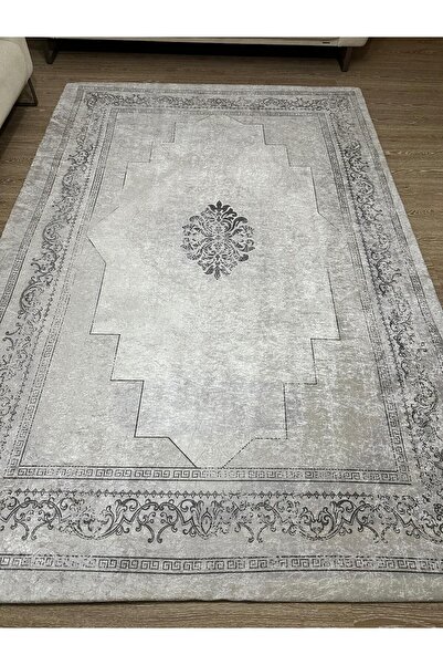 MODKLAS Süngersiz Halı Örtüsü - Lastikli - Yıkanabilir - Dijital Baskı - Ölçü 6m² 200x300 cm GRİ