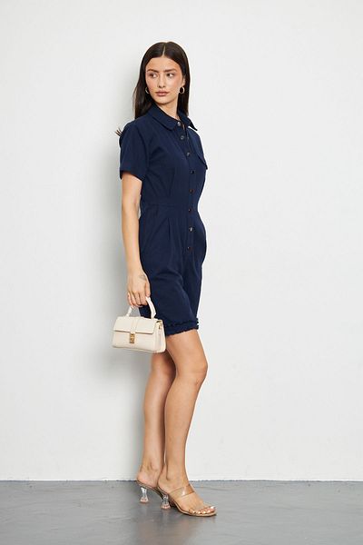 Swan Woman Rochie scurtă albastru bleumarin cu detaliu cu nasturi