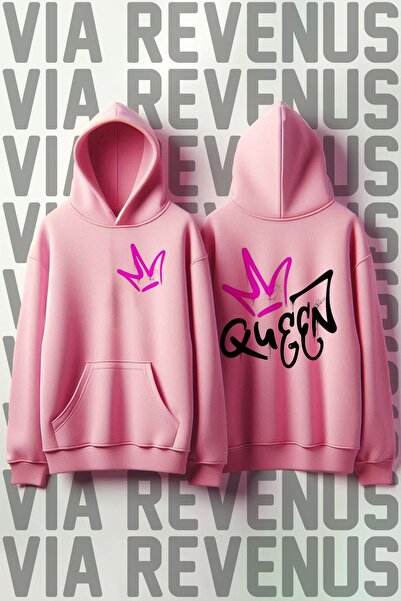 Vordevia Queen Pink Sa kapuljačom Mekana majica - Prednja i zadnja strana Šta...