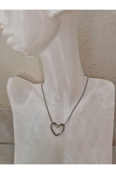 FOR YOU TAKI by Ezgi قلادة نسائية بعقدة قلب من الفولاذ / قلادة مضادة للتشويه ومضادة للحساسية