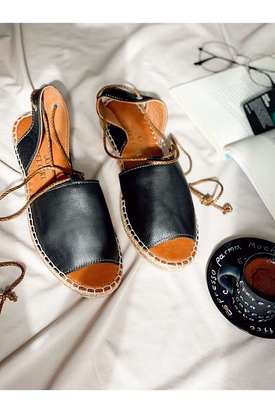 sovrana Genuine Leather Sandals Black