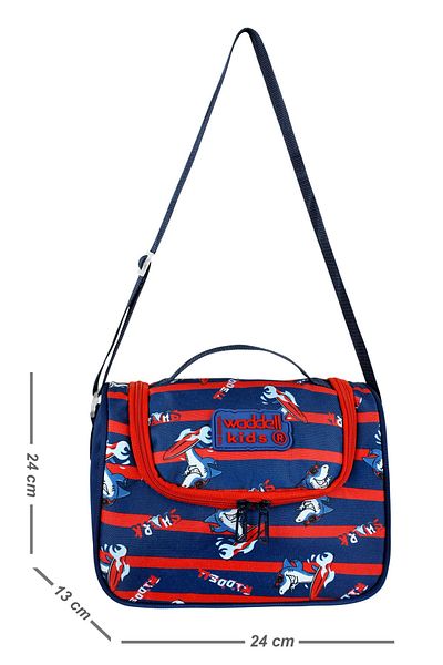 Niss Store Waddell Licensed - Dark Blue/red Shark Patterned Thermal Lunchbox