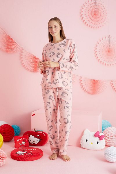 Siyah İnci Hello Kitty Licensed - Σετ πιτζάμες με πολύχρωμο γιακά μπισκότου HK315