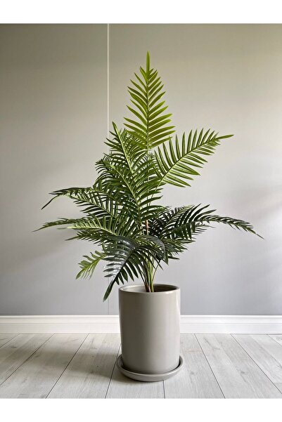 odka 10litre Silindir Saksı Tabaklı Yükseklik:25cm Çap:20cm Granit Renk