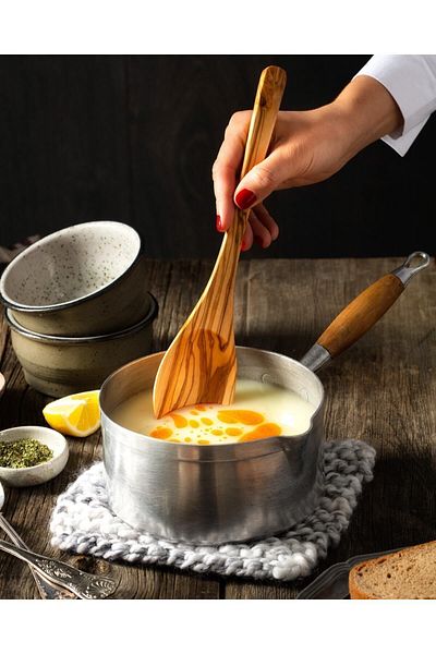 Demy Craft Olive Wood 30 cm 4 Piece Wooden Kitchen Set, Wooden Spoon, Fork, Spatula Handmade