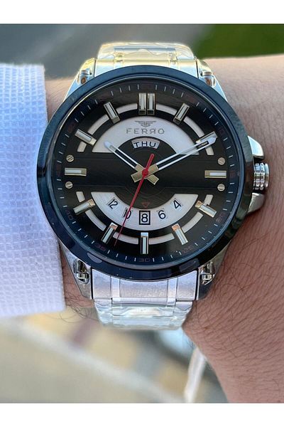 FERRO 30 Mt Waterproof Men's Wristwatch - Steel Cord and Ion Plated Case Design Efm.F11201.J2