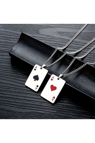 Bozhi Cup Ace Necklace Bringing Luck - Hip Hop Style Love Symbol Jewelry Style Necklace Poker Lover Luck Necklace