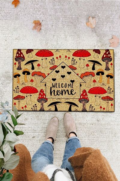 Chilai Home PVC Red Mushrooms Non-Slip Base Interior and Exterior Door Front Mats