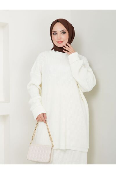 Kirazgym Sima szoknya kötöttáru szett-fehér