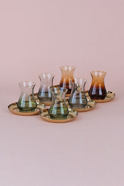 Glore Alya Asorti Gold Gilt Tea Set