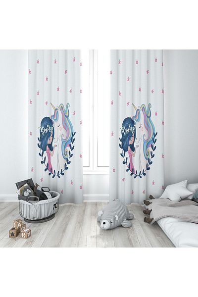 Lolla Evmila Children's Room Patterned Background Curtain