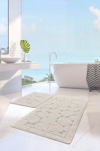 Chilai Home Set covorașe de baie din bumbac Lino Ecru pentru 2 persoane