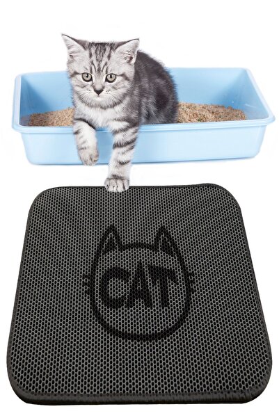 Chilai Home Cat Silhouette  Kedi Kumu Paspası Gri Elekli Tuvalet Önü Paspası