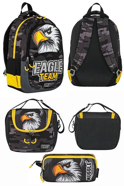 MUGGLE Eagle CollectiBles Primary School Bag - Three Compartment Lunch and Pencil Bag 9156SET