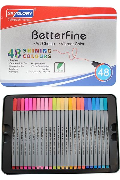 Andofis Betterfine Fineliner - 0.4 mm 48 Colored Crayons with Fine Nib Felt Mandala