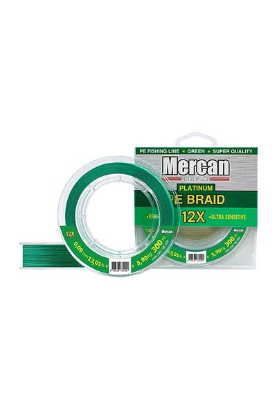 Mercan Green Pe Braid Platinum X12 Thread 300m Reel Fishing Line