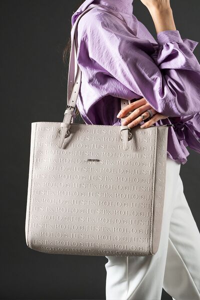 Just Polo حقيبة كتف نسائية كبيرة الحجم منقوشة - Jpm4067