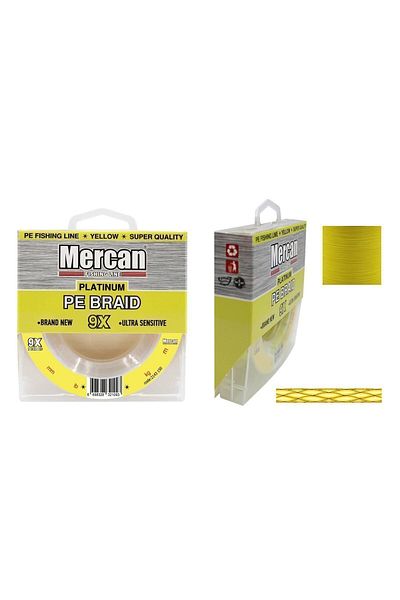 MERCAN MİSİNA Mercan Platinum Pe 9x Linie de tricotat 150 M Linie galbena