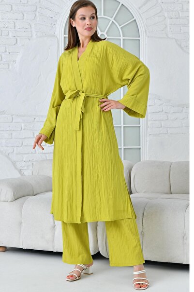 GİM طقم بنطلون وجاكيت نسائي منسوج بفتحة خضراء