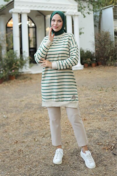 SHİROSA Γυναικείο τουνίκ με ρίγες χιτζάμπ - Δύο κλωστές