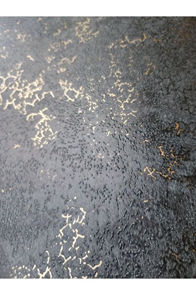 KMS HOME Siyah Gold Damarlı Kabartmalı Silinebilir Sade Duvar Kağıdı 16 M²