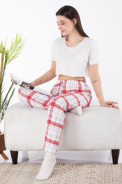 TOFİSA Red Plain Medium Women's Pajama Bottoms - 25330