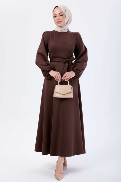 TOFİSA 24067-ΚΑΦΕ Φόρεμα
