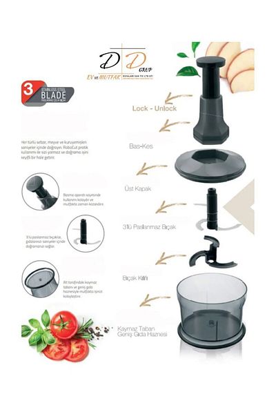 Herza House New Generation Chopper - Practical Push-On Hand Rondosu