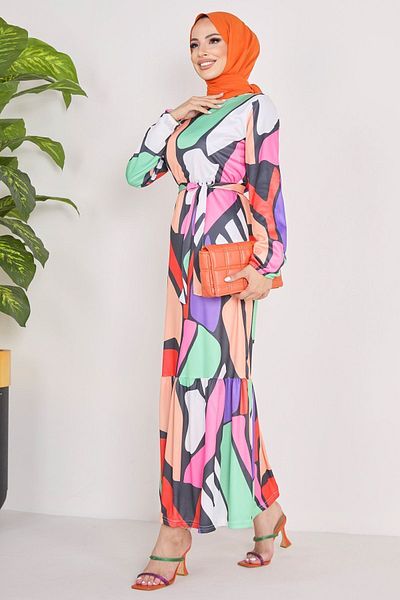 TOFİSA 11695-COLORFUL Dress