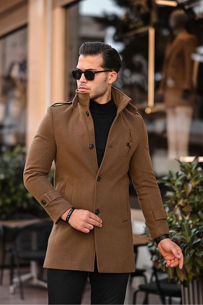 gm giyimarket Slim Fit hosszú mandzsetta férfi kabát