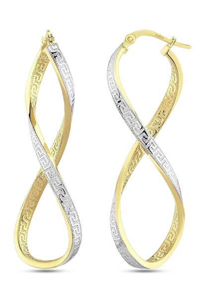 MOOM MÜCEVHERAT Kadın 14 Ayar Altın 2 Renk Sarı Beyaz Grek Desenli Sonsuzluk ...