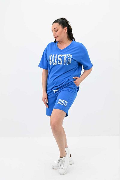 Koza Butik طقم شورت نسائي مقاس كبير - مطبوع، 8087-24