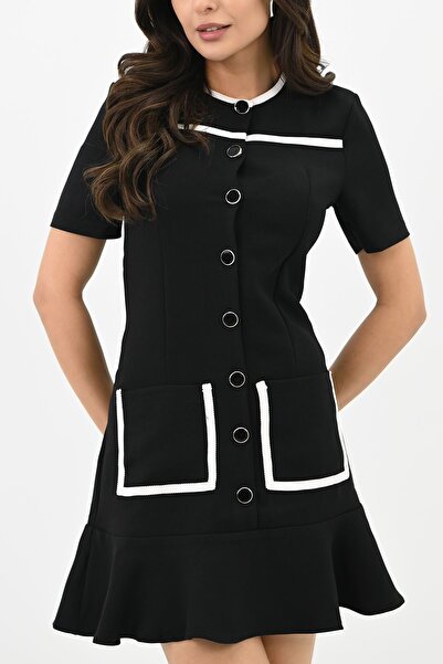 Koza Butik Kadın Dantel Detaylı Düğmeli Elbise 5208-24