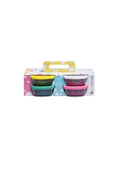 Paşabahçe Pudding Glass Storage Container with Lid 4 Pieces for Breakfast 11 Cm 96840