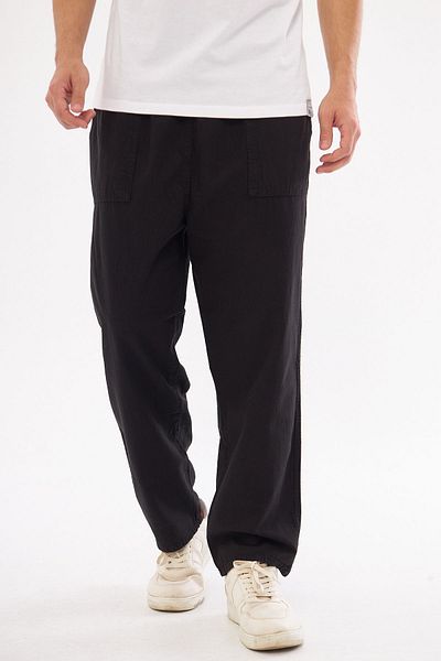 NASIFOĞLU GİYİM Black Linen Trousers - Comfortable Loose Fit, 100% Cotton, Cool-Keeping, Elastic Waist Men's Trousers