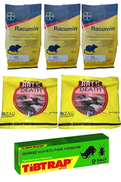 Bayer Racumin Zehirli Fare Buğdayı 3x250GR/RAT'S DEATH Fare Pastası 2x100GR/T...
