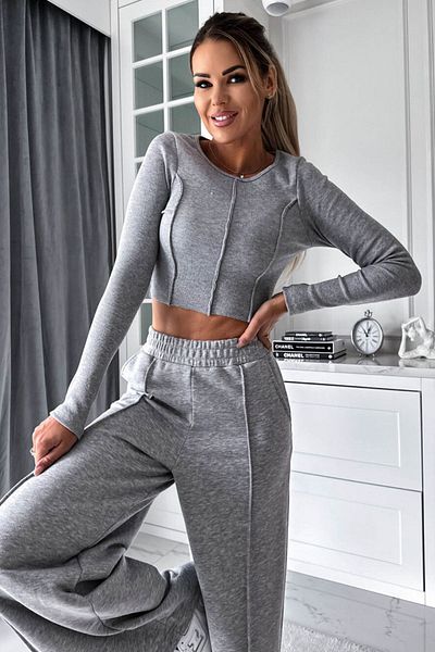 Koza Butik Γυναικείο Σετ Φόρμας Μακρυμάνικο Crop Ισπανικό Καμισόλα 3922-24