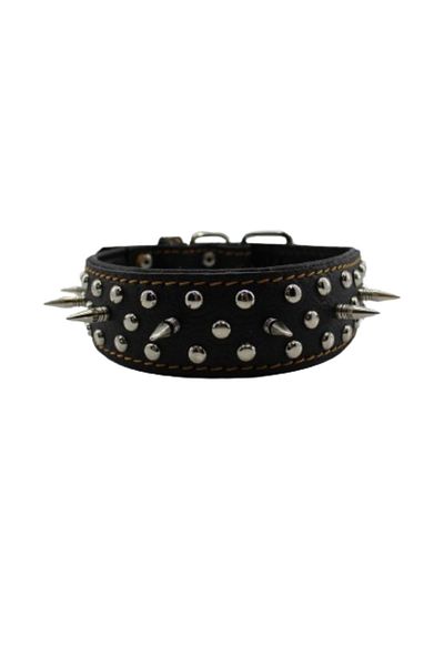 MgTasma Gladiator Barbed Neck Collar - Special Design, Genuine Buffalo Leather, Dog Collar