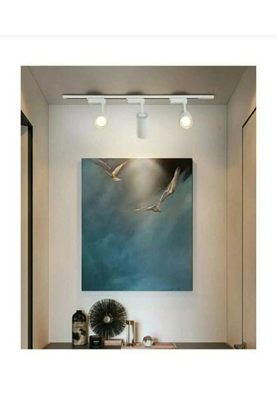 Led Pasajı White Case and 4000k Light 6 Pieces 360 Degree Rotating LED Rail Spot Lamp 2 Pieces 1 Meter Rail Luminaire