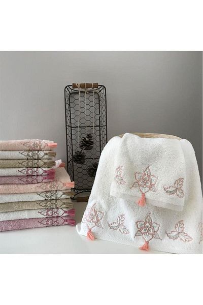 Çeyiz Diyarı Hilda Pachet 6 Prosoape Brodate din Bambus pentru Fata - 50x90 Cm